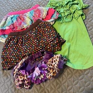 Colorful dog outfits! Skirts, Titus & ruffle tee a